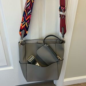 Grey leather bucket bag from Mersi.